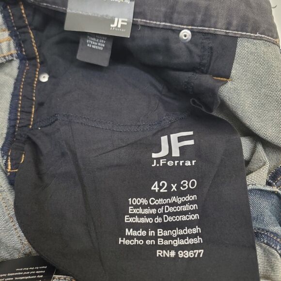 J. Ferrar Jeans Mens Distressed Wash Relaxed Straight Denim Barrier 42x30 NWT - Picture 15 of 16